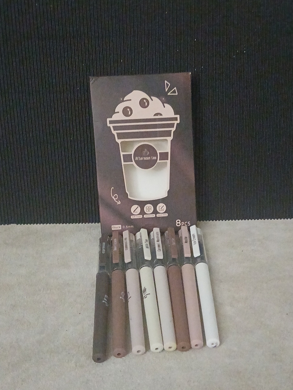 Neutral Tone AFTERNOON TEA themed Marker Writing Pen Set - 8 Pieces NEW